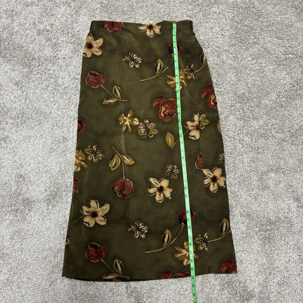VTG Casual Corner Woman’s Floral Maxi Skirt Size 14/16 Olive Green Cottagecore - Picture 6 of 8
